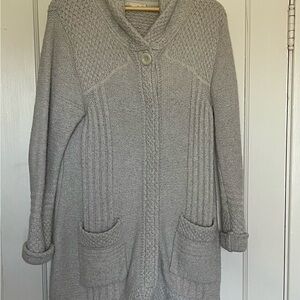 Gray Chunky Knit Long Cardigan Sweater